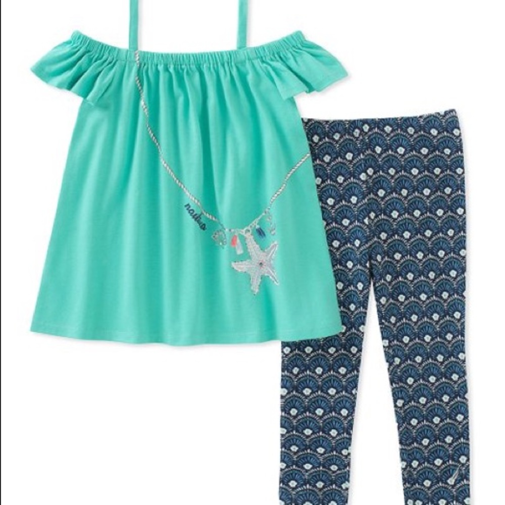 Nautica Cold-Shoulder Top & Leggings Set